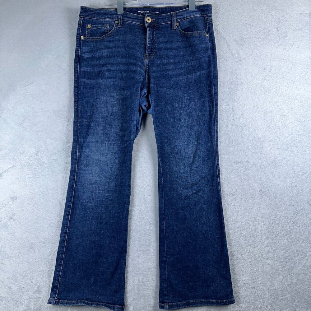 INC DENIM Womens Bootcut Jeans Stretch High Rise 5-Pocket Blue Size 14P